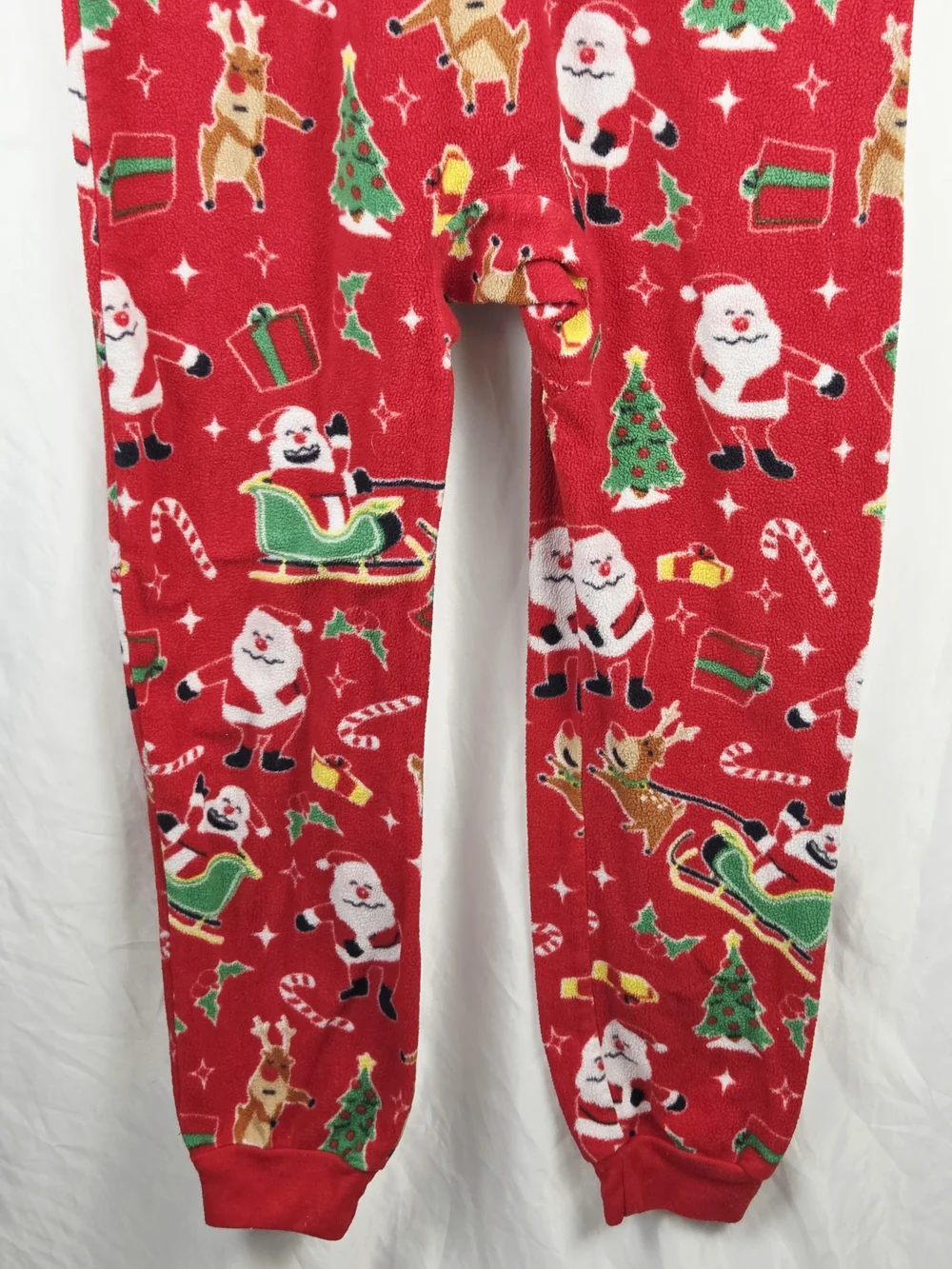 The Children's Place Red Christmas Santa & Reindeer Onesie Pajamas Large 10/12